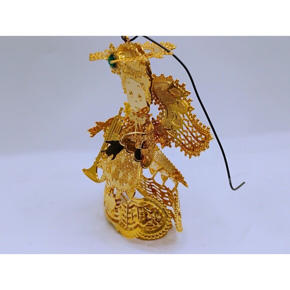 Lee Graves Gold Filigree May  Birthday Angel Christmas Ornament Figurine Emerald - Picture 7 of 7